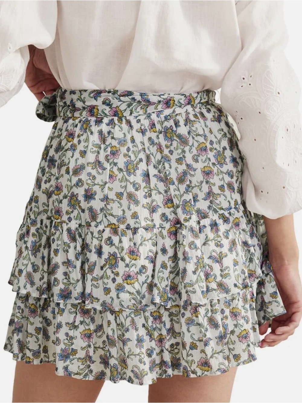 BODEN Womens Tie Waist Crinkle Mini Skirt NWT US 12 - Picture 2 of 6
